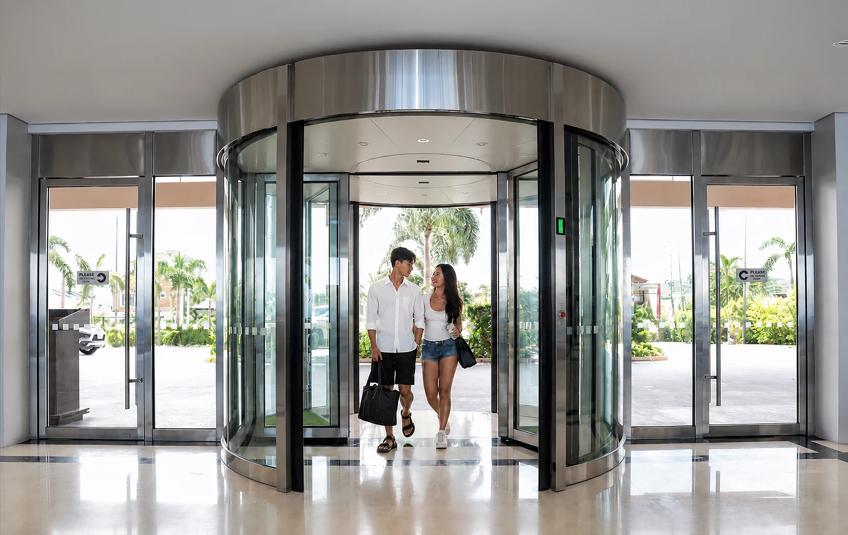 Couple arriving at the resort